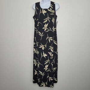 Studio I black tan/green vacation floral maxi long Sleeveless dress size 8 NWT